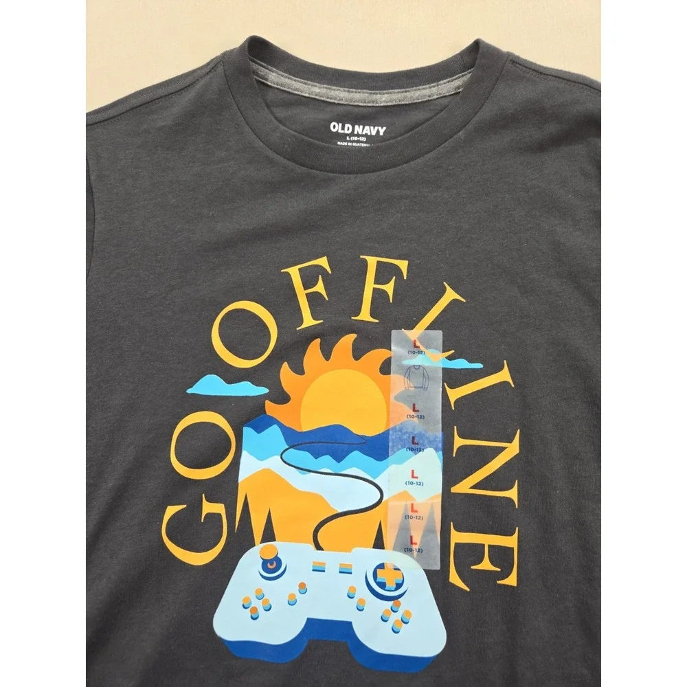 Kids Old Navy Go Offline Graphic Long Sleeve Shirt Size L 10-12 NEW